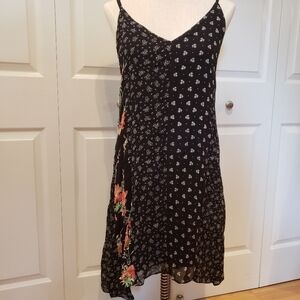 Red Haute Floral handkerchief rayon dress